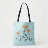 Joyeuses Fleurs Jaunes sur le Sac fourre-tout Aqua (Devant)