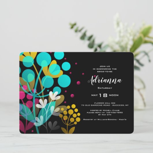 Joyeuses Fleurs nuptiales Invitation douche nuptia (Debout devant)