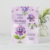 Joyeuses fleurs violettes Invitation de fête d'ann (Debout devant)