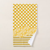 Joyeuses Grandes Polka Florale Dot Couché Jaune (Serviette à main)