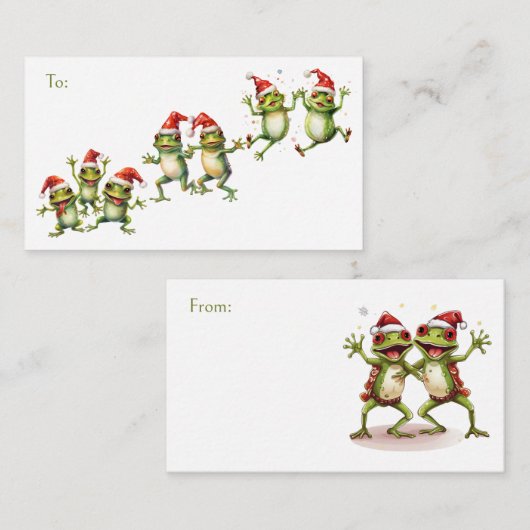 Joyeuses grenouilles de Noël à/à partir des cartes (Devant / Derrière)