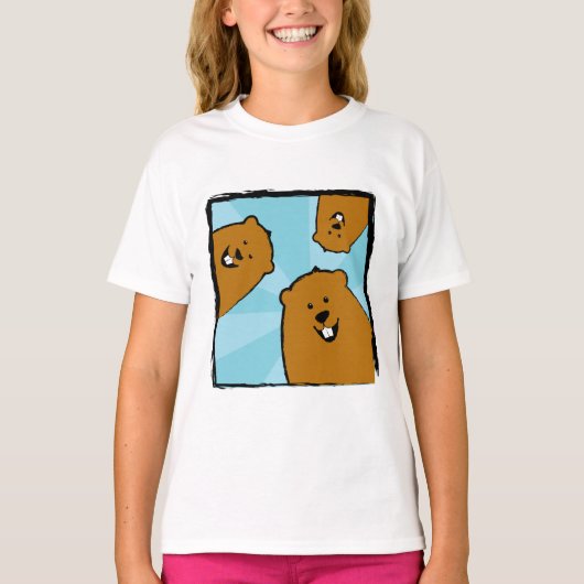 Joyeuses marmottes avec T-shirt souriant (Devant)