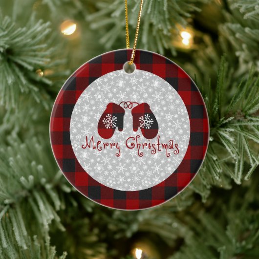 Joyeuses mitaines de Noël Ornement en céramique (Arbre)