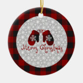 Joyeuses mitaines de Noël Ornement en céramique (Devant)