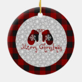 Joyeuses mitaines de Noël Ornement en céramique (Dos)