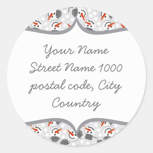 joyeuses neiges sur étiquette de adresse gris (Devant)