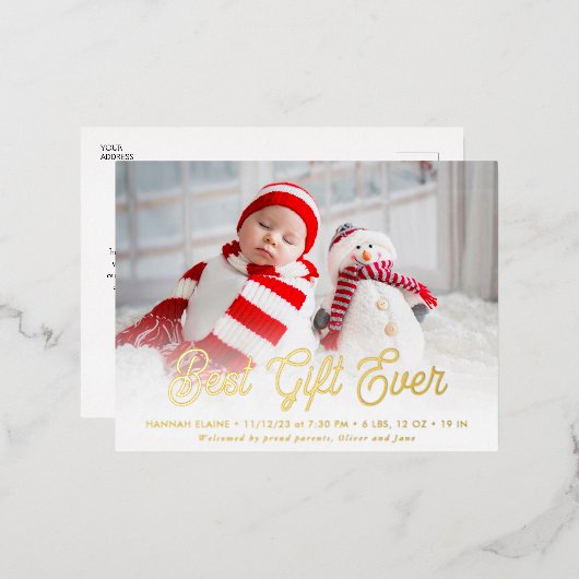 Joyeuses nouvelles vacances faire-part de naissanc (Recto/Verso)