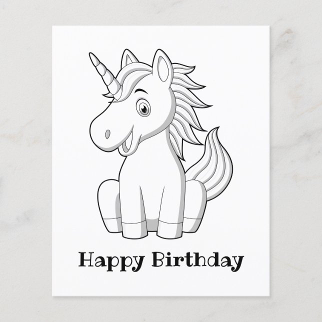 Joyeuses pages de coloriage Unicorn Anniversaire (Devant)