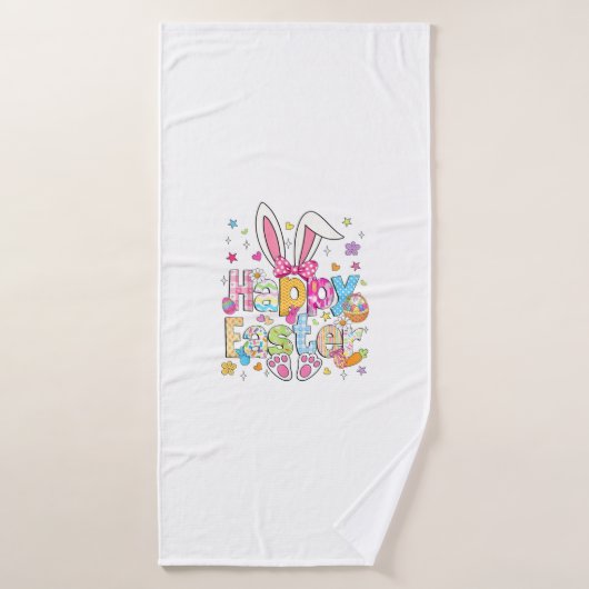 Joyeuses Pâques 2026 Mignon Lapin Jour de Pâques F (Serviette de bain)