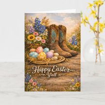 Joyeuses Pâques à tous Carte Boots & Wildflowers