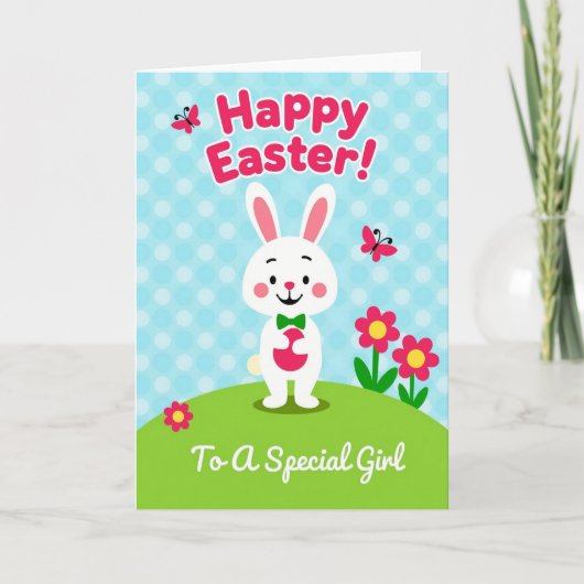Joyeuses Pâques à une carte de fille (Devant)