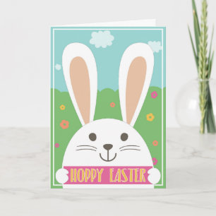"Joyeuses Pâques" avec carte de vœux de lapin blan