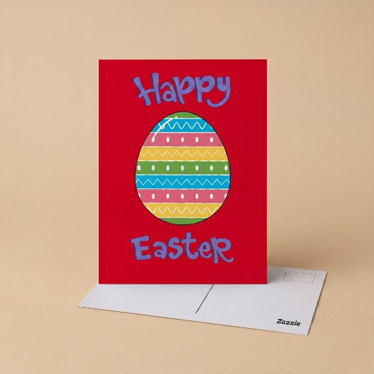 Joyeuses Pâques avec carte postale d'oeuf