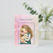 Joyeuses Pâques avec une carte de fille mignonne e (Debout devant)