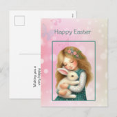 Joyeuses Pâques avec une carte de fille mignonne e (Devant / Derrière)