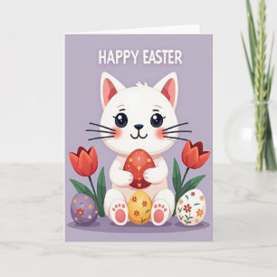 Joyeuses Pâques Carte de Félicitations Chat Mignon