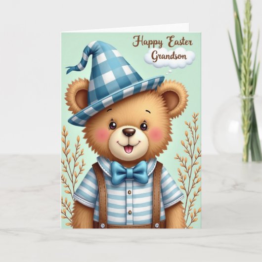 Joyeuses Pâques Carte de Petit-Fils Ours (Devant)
