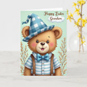 Joyeuses Pâques Carte de Petit-Fils Ours (Fleur jaune)