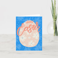 Joyeuses Pâques Carte de vœux mignonne avec fleurs