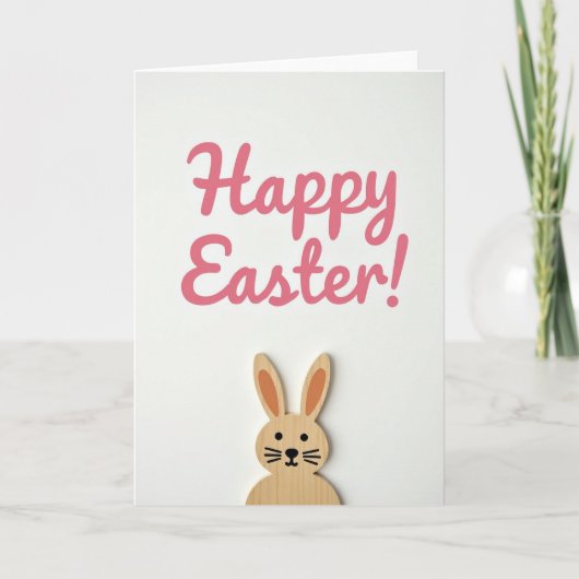 Joyeuses Pâques Carte en Bois Simple (Devant)