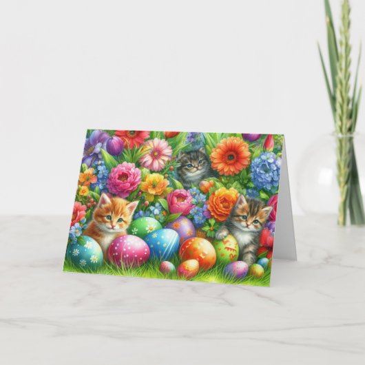 Joyeuses Pâques Chats Mignons Vacances Cartes de V (Devant)