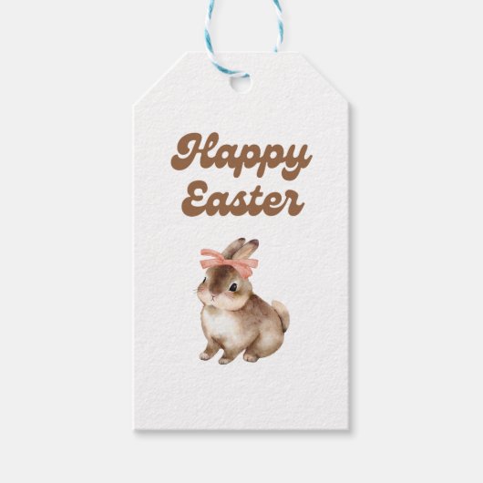 Joyeuses Pâques Étiquette Cadeau Lapin (Devant)