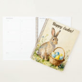Joyeuses Pâques Lapin Vintage avec Panier d'Oeufs (Devant avec enveloppe)