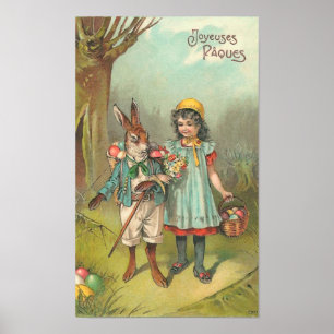 Joyeuses Pâques Leuke Vintage Pasen Poster