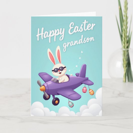 Joyeuses Pâques Petit-Fils Carte Avion (Devant)