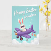 Joyeuses Pâques Petit-Fils Carte Avion (Fleur jaune)