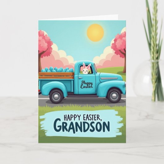 Joyeuses Pâques Petit-Fils Carte Camion (Devant)
