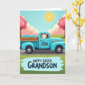 Joyeuses Pâques Petit-Fils Carte Camion (Fleur jaune)