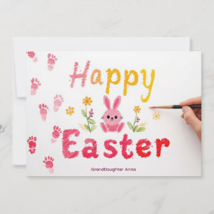 Joyeuses Pâques Petite-fille carte colorée