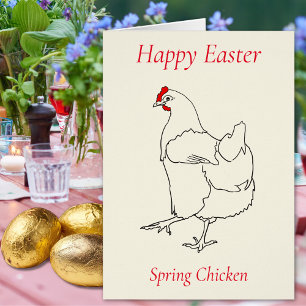 Joyeuses Pâques Poulet de Printemps Dessin au Trai