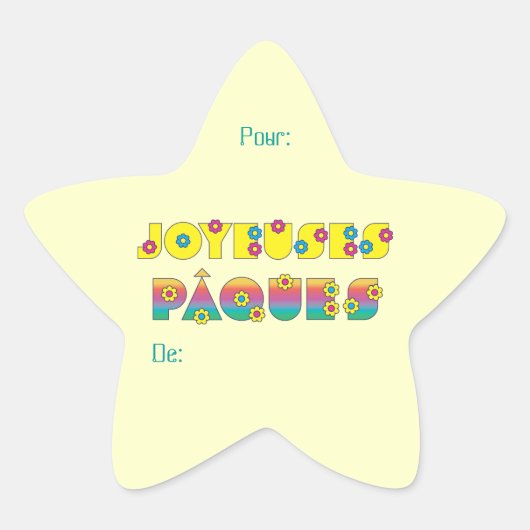 Joyeuses Pâques Ster Sticker (Voorkant)