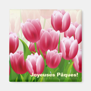 Joyeuses Pâques. Tulipes de printemps Magnets cade