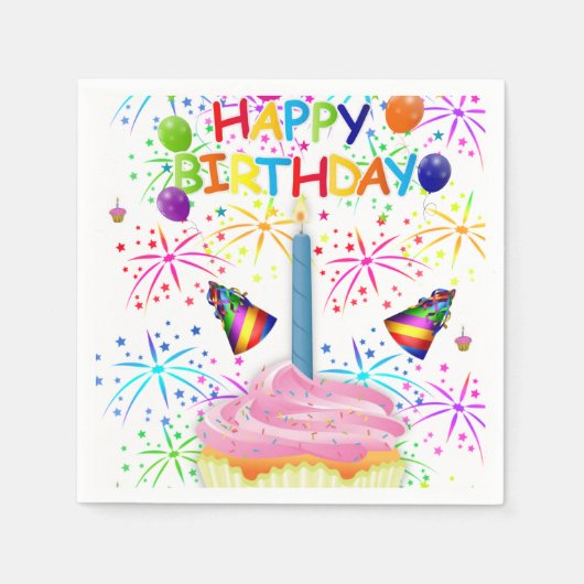 Joyeuses serviettes en papier d'anniversaire (Devant)