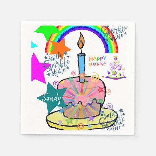 Joyeuses serviettes en papier d'anniversaire (Devant)