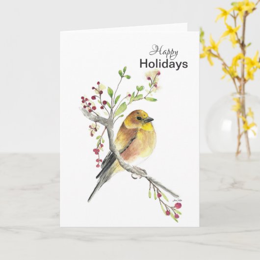 Joyeuses vacances American Goldfinch carte d'oisea (Fleur jaune)