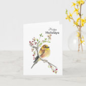 Joyeuses vacances American Goldfinch carte d'oisea (Fleur jaune)