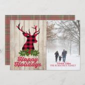 Joyeuses Vacances Avec Carte photo En Tête De Cerf (Devant / Derrière)