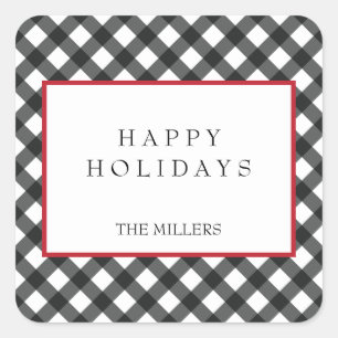 Joyeuses vacances Buffalo Plaid Stickers Étiquette