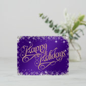 Joyeuses vacances calligraphie violet et diamants (Debout devant)