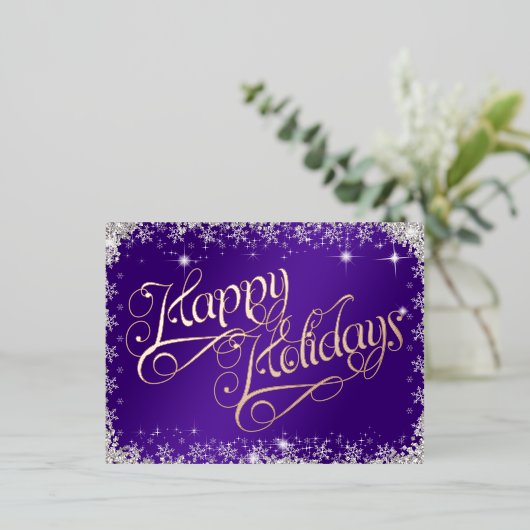 Joyeuses vacances calligraphie violet et diamants (Debout devant)