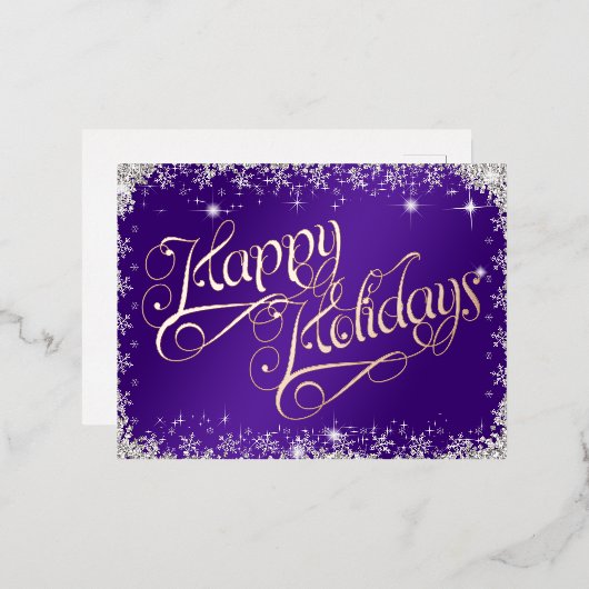 Joyeuses vacances calligraphie violet et diamants (Recto/Verso)