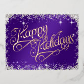 Joyeuses vacances calligraphie violet et diamants (Recto)