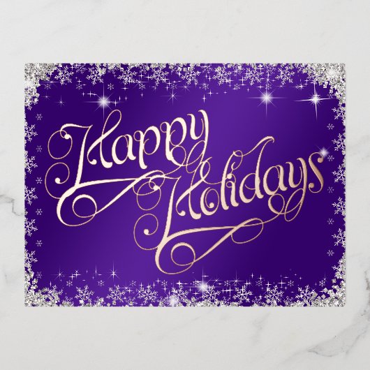 Joyeuses vacances calligraphie violet et diamants (Recto)