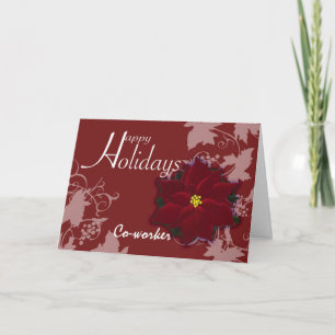 Joyeuses vacances Carte Cotravailleur Noël Poinset