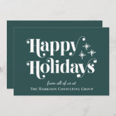 Joyeuses vacances Carte de Noël d'entreprise verte (Devant / Derrière)