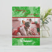 Joyeuses vacances Carte photo Green Red Snow (Debout devant)